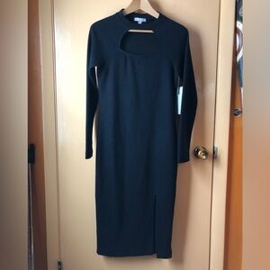 Chelsea 28 Black Long Sleeve Sweater Dress with Cut-Out